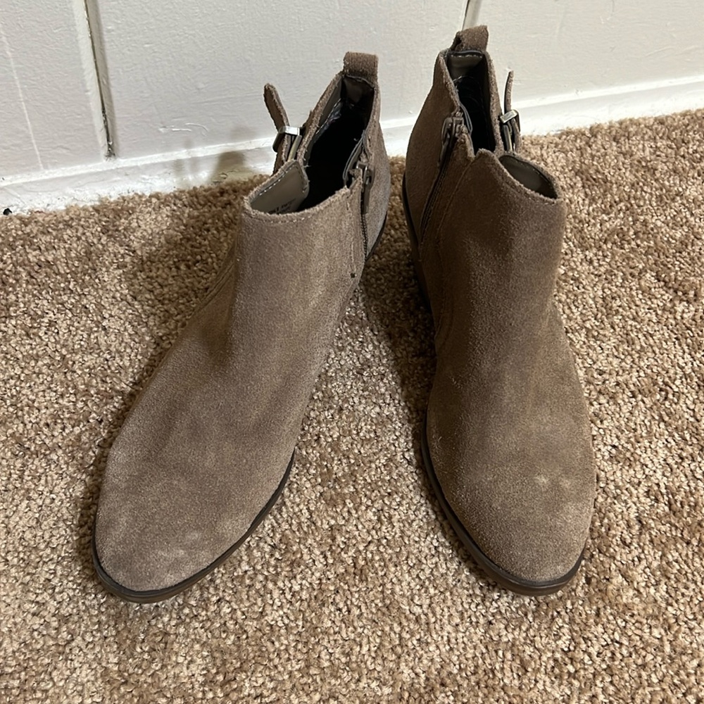 Sonoma Brown Suede Heeles Booties with Buckle